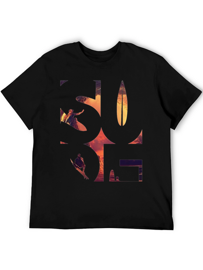 Surf Graphic Tee - Black Cotton T-Shirt