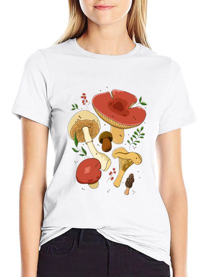 Mushroom Graphic Tee - Black Cotton T-Shirt
