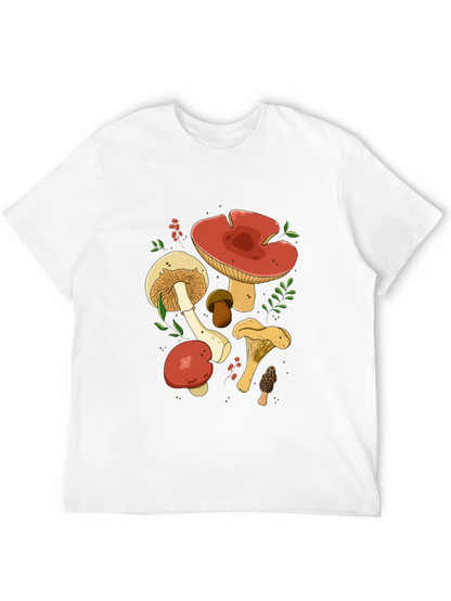 Mushroom Graphic Tee - Black Cotton T-Shirt