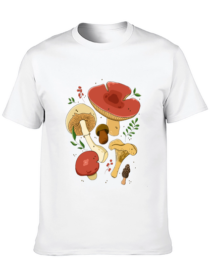 Mushroom Graphic Tee - Black Cotton T-Shirt