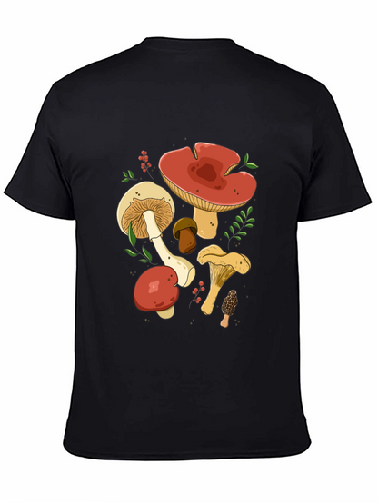 Mushroom Graphic Tee - Black Cotton T-Shirt