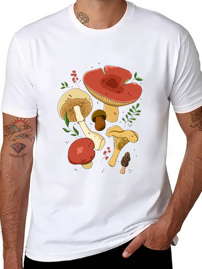 Mushroom Graphic Tee - Black Cotton T-Shirt