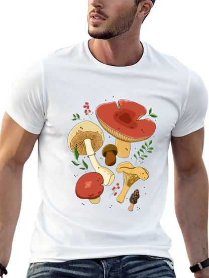 Mushroom Graphic Tee - Black Cotton T-Shirt