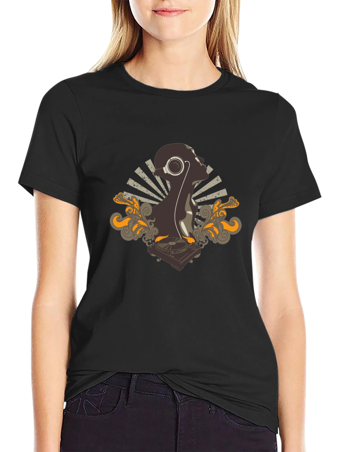 DJ Silhouette Graphic Tee - Stylish Black T-Shirt