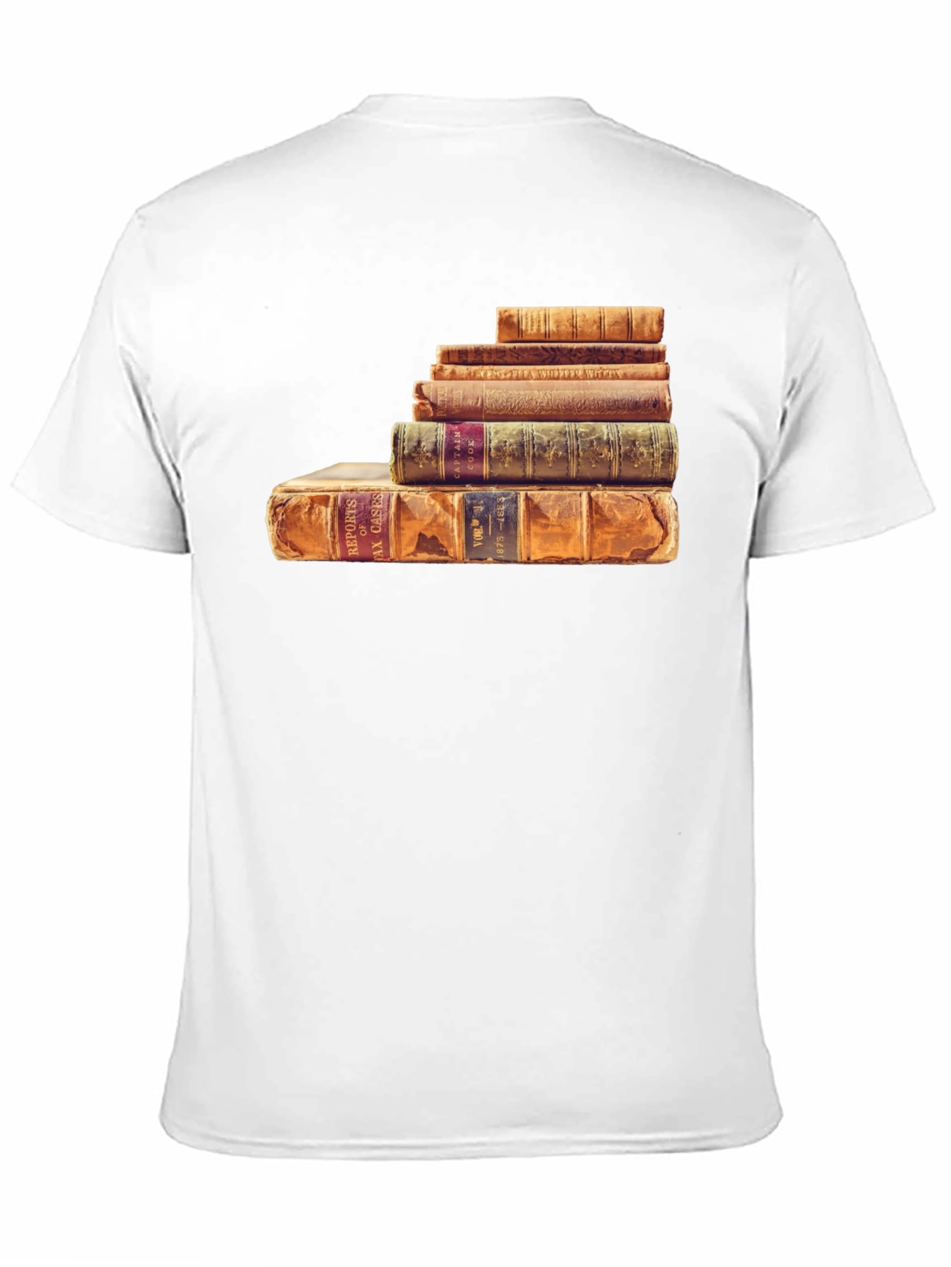 Stacked Books Graphic Tee - Literary Style
