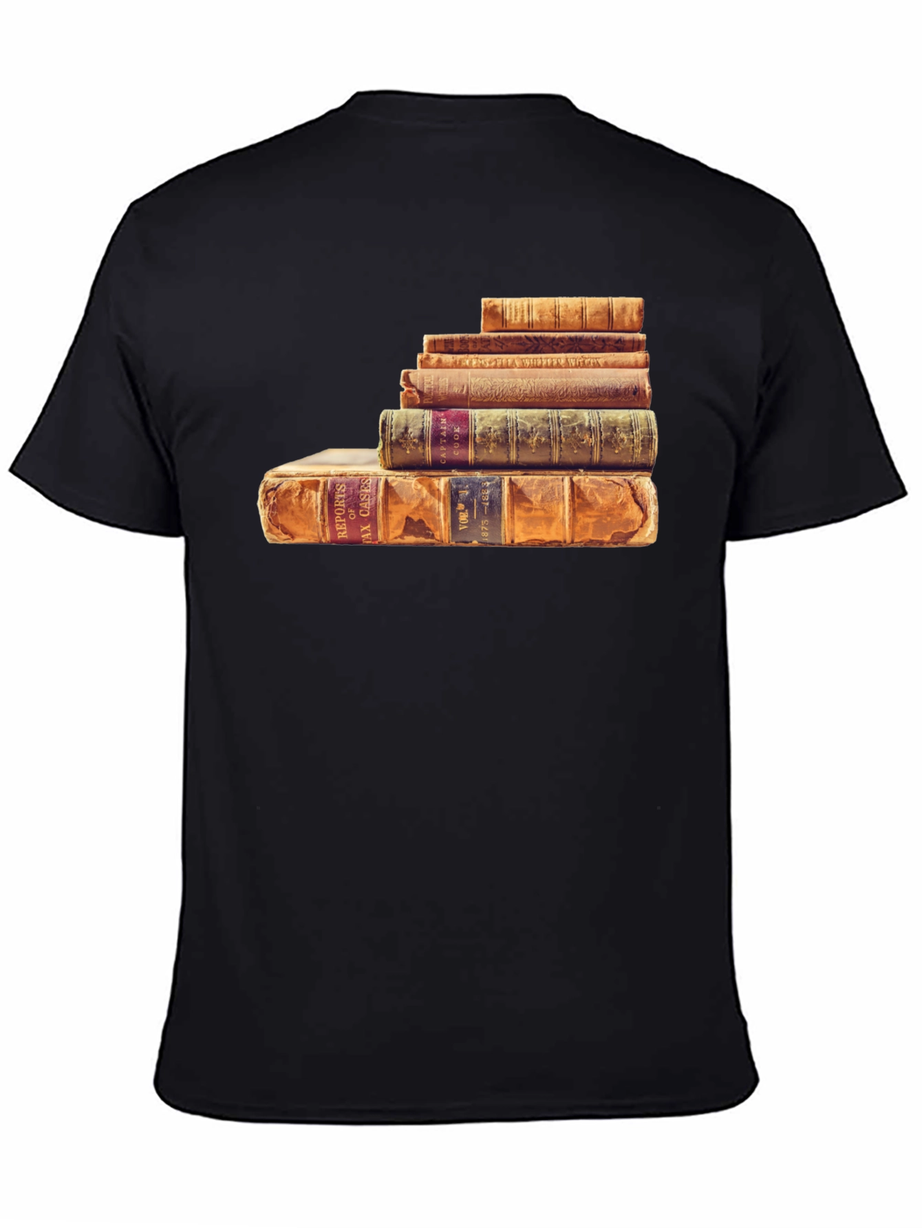 Stacked Books Graphic Tee - Literary Style