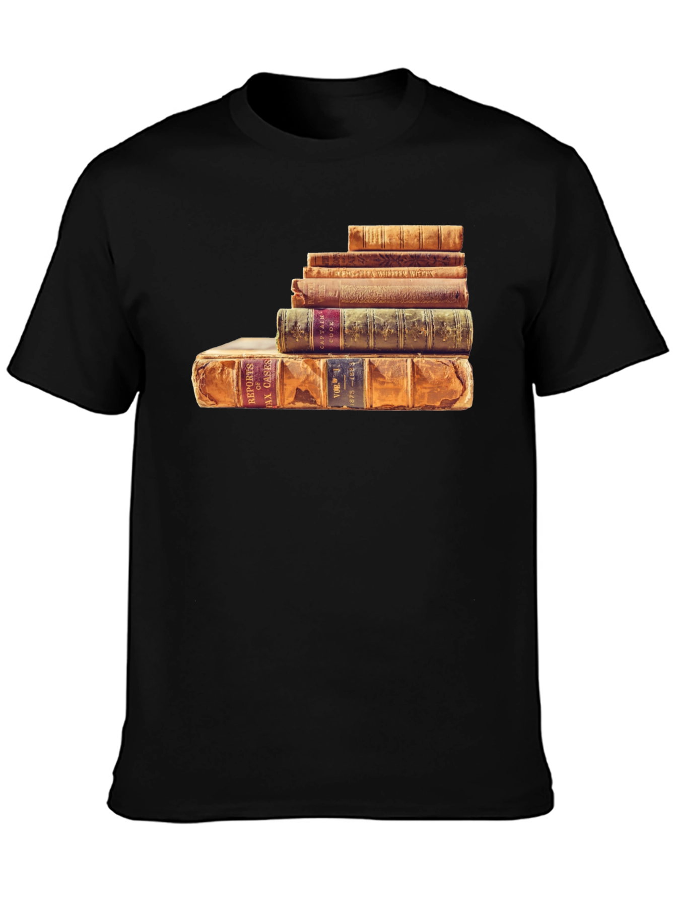 Stacked Books Graphic Tee - Literary Style