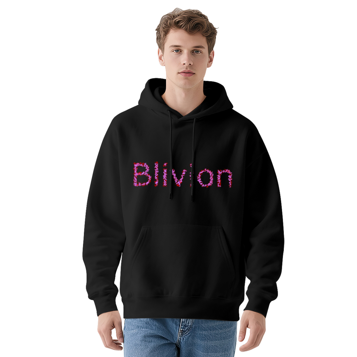 Bivion Abstract Logo Navy Pullover Hoodie