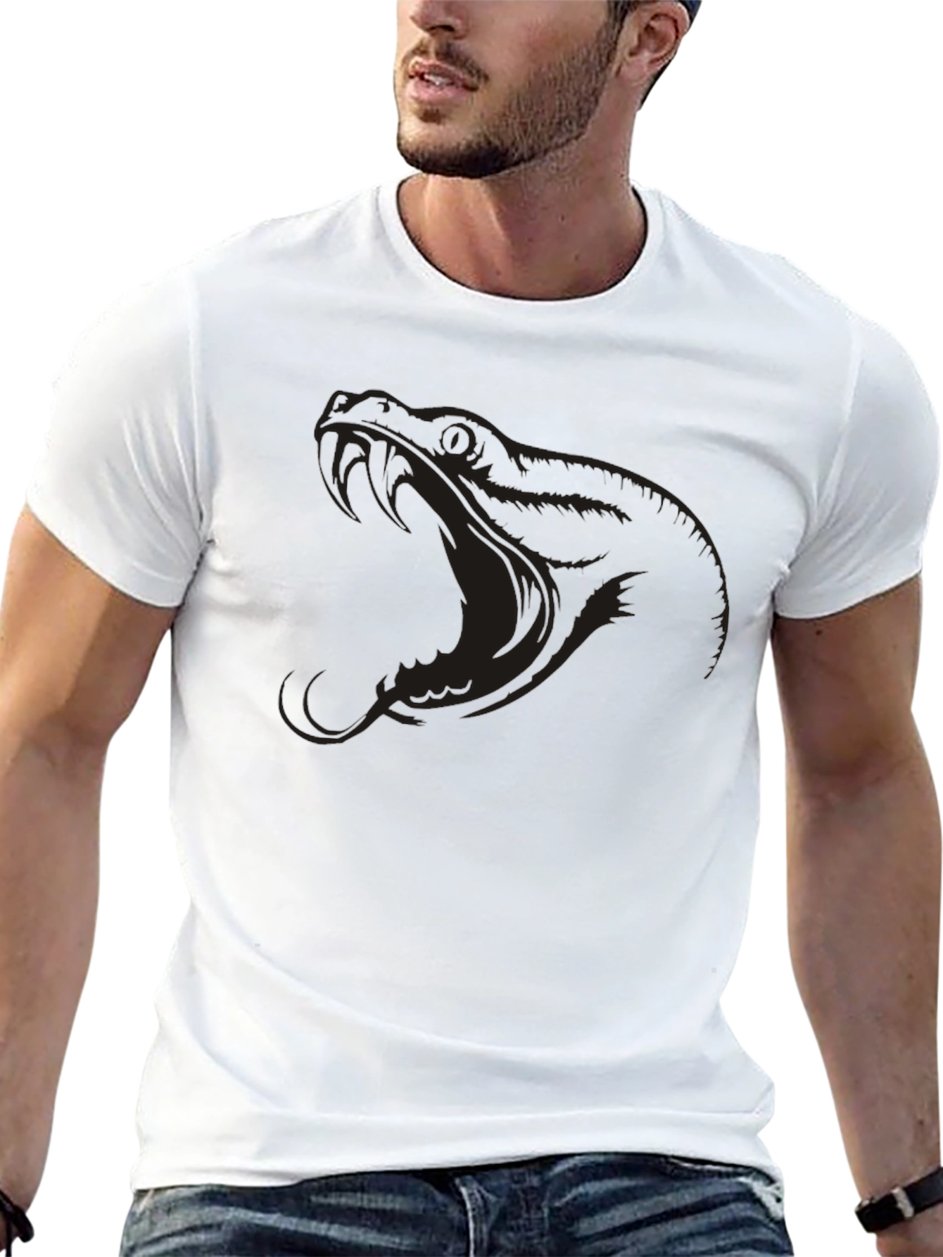 Mens Black Snake Graphic Tee