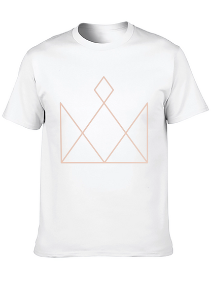 Geometric Crown Graphic T-Shirt - Stylish Black Tee