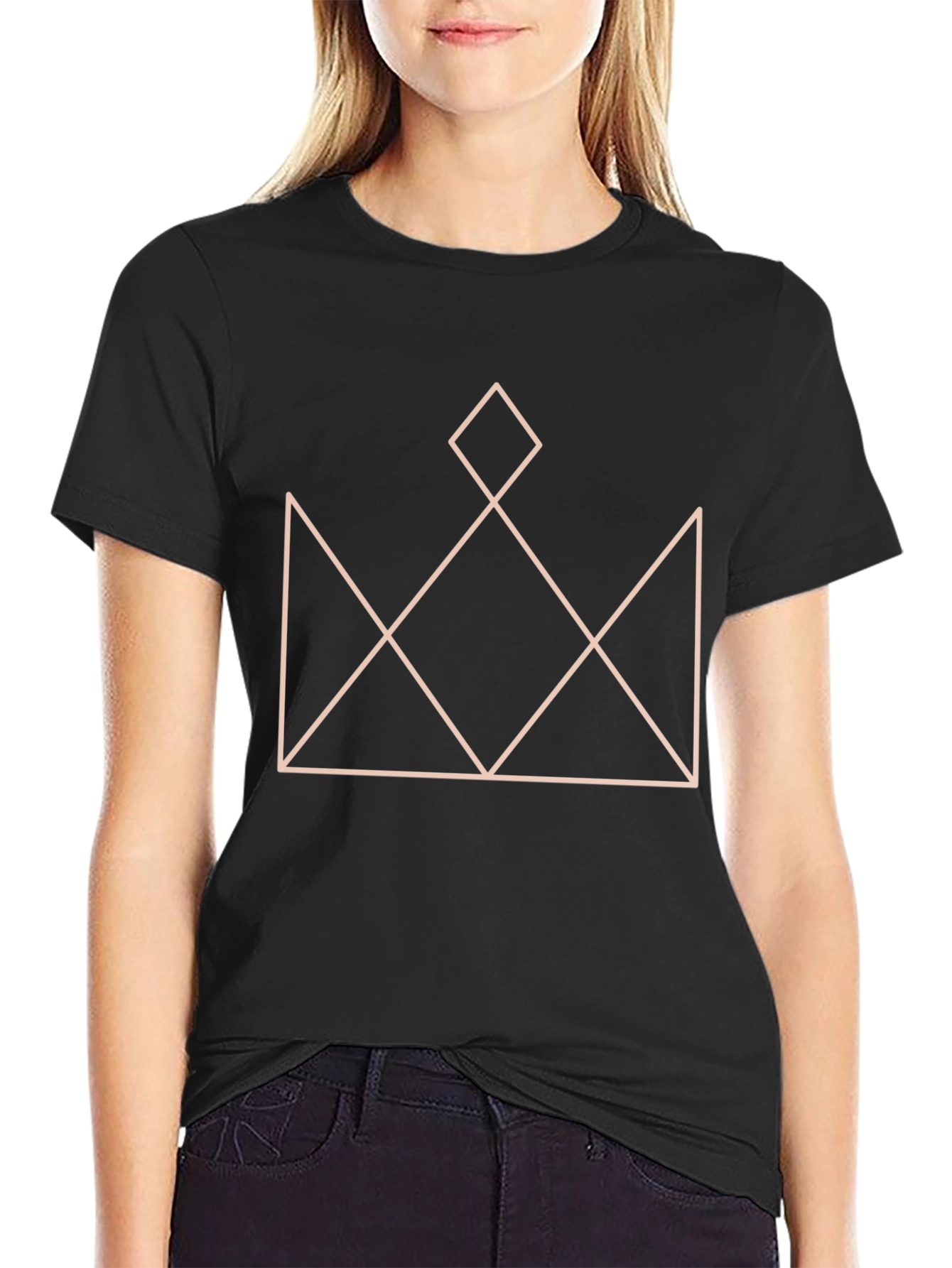 Geometric Crown Graphic T-Shirt - Stylish Black Tee