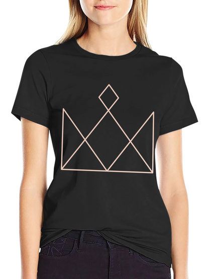 Geometric Crown Graphic T-Shirt - Stylish Black Tee