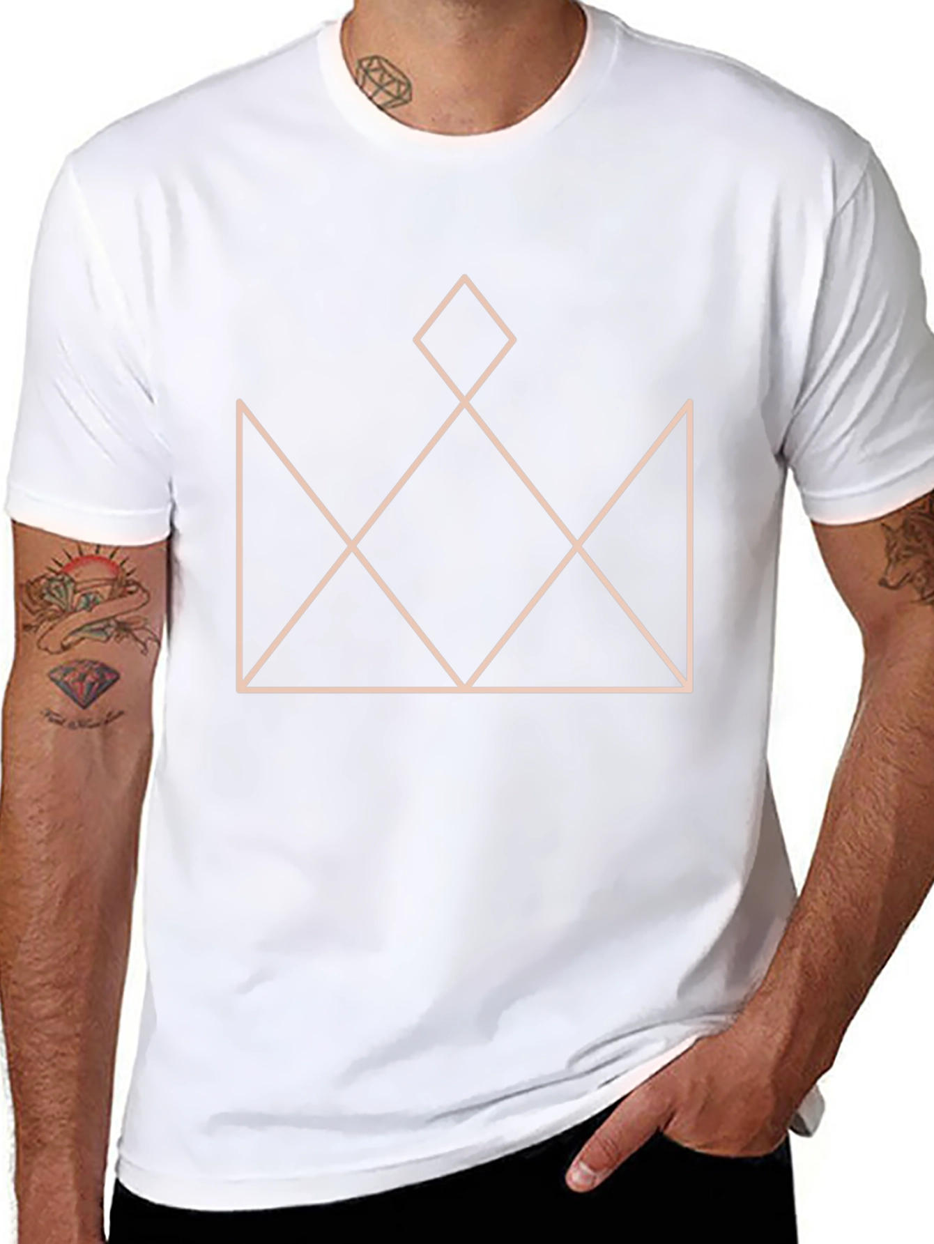 Geometric Crown Graphic T-Shirt - Stylish Black Tee