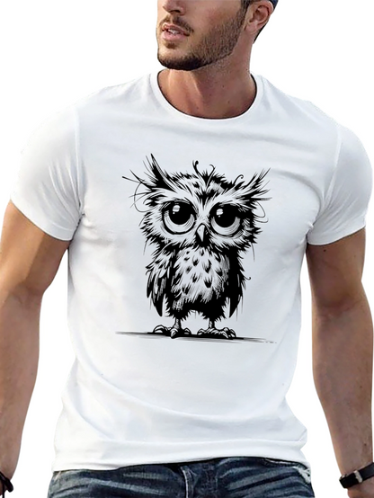 Stylish Owl Graphic Black T-Shirt