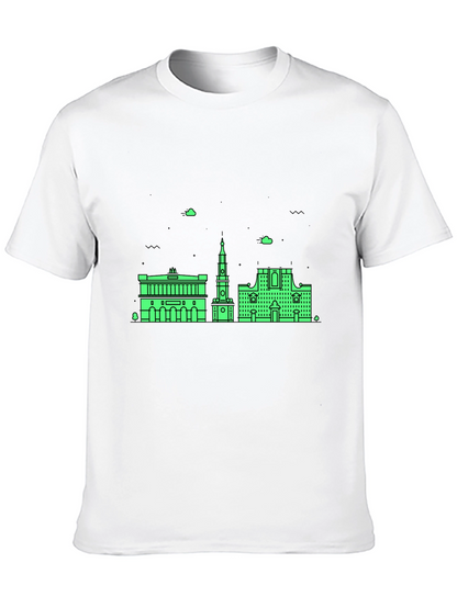 Urban Skyline Graphic Tee - Black Cotton