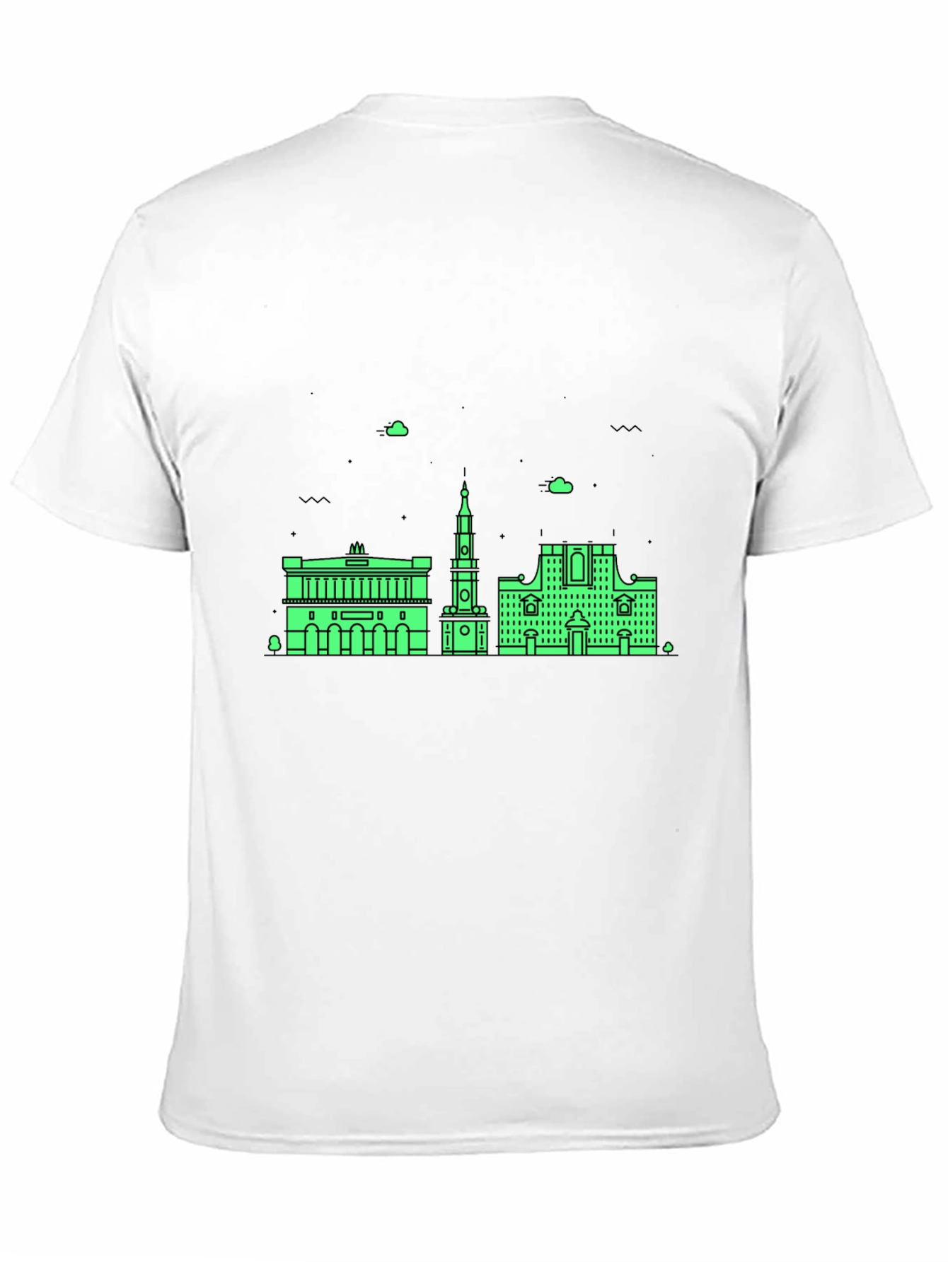 Urban Skyline Graphic Tee - Black Cotton
