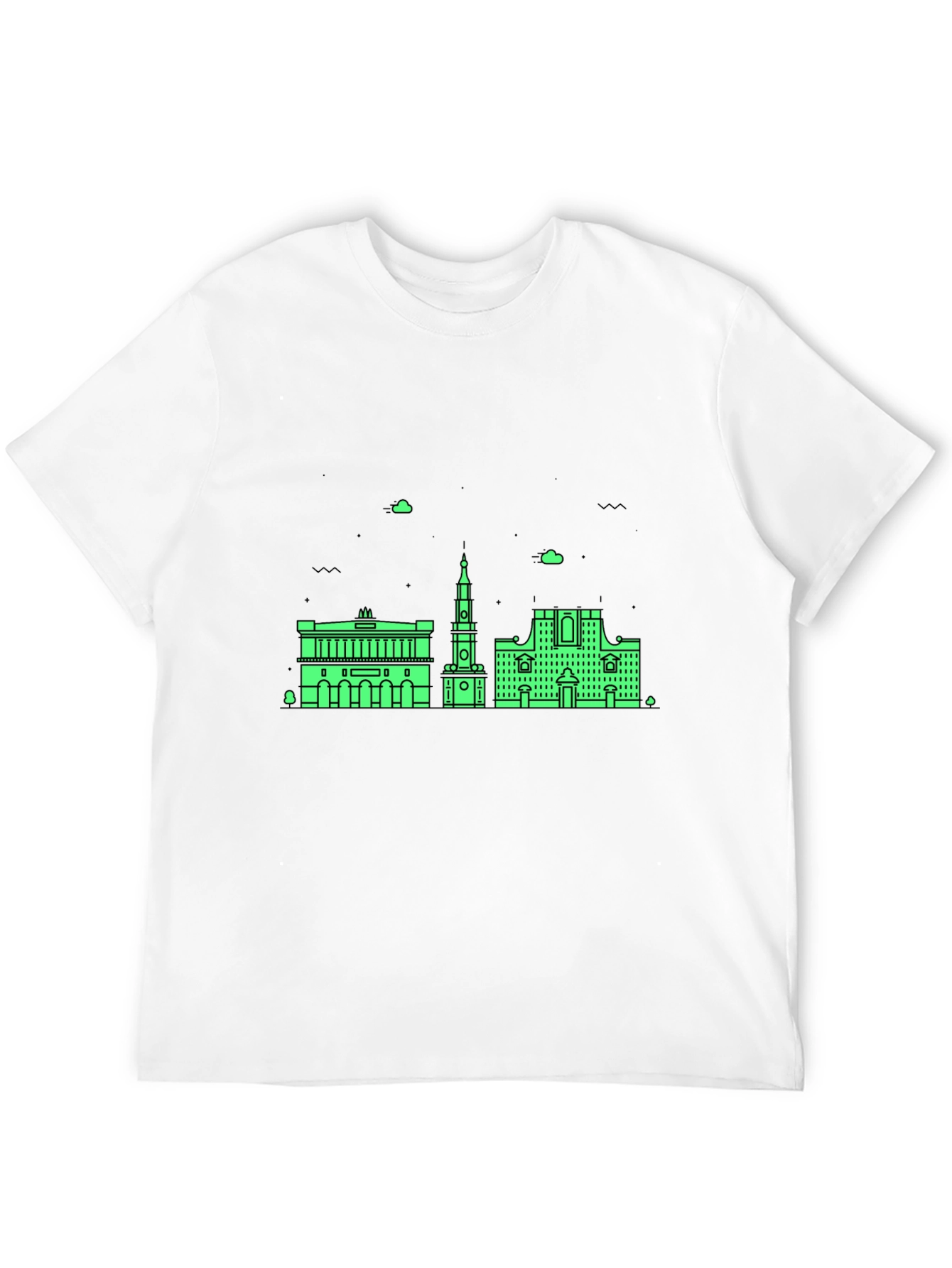 Urban Skyline Graphic Tee - Black Cotton