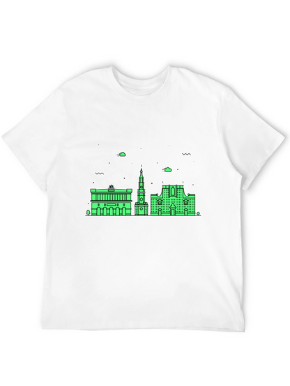 Urban Skyline Graphic Tee - Black Cotton