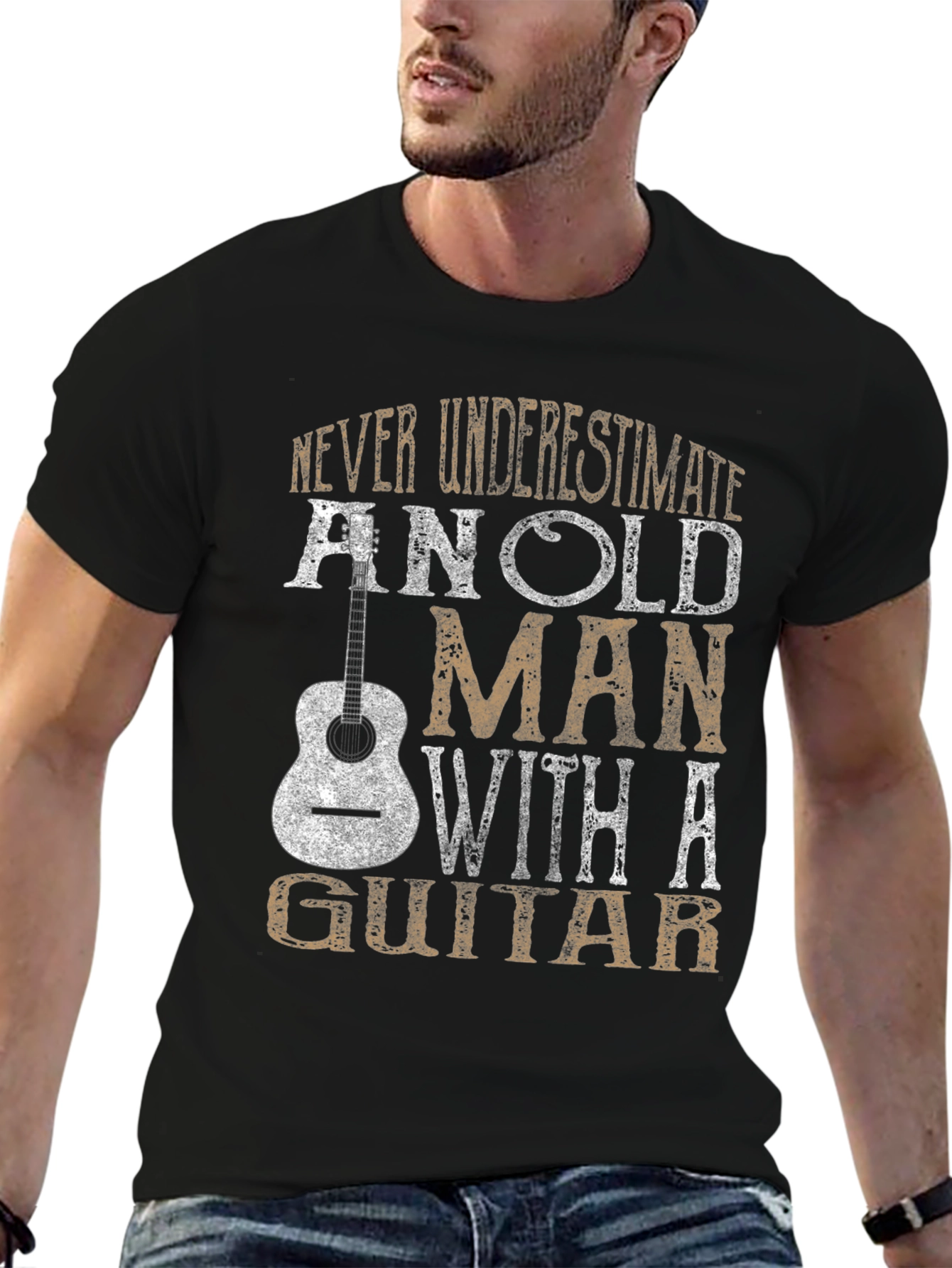 Old Man Guitar T-Shirt - Musician Gift