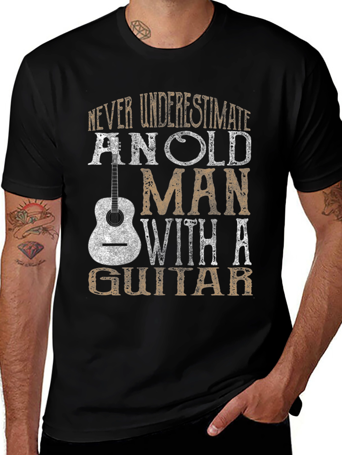 Old Man Guitar T-Shirt - Musician Gift