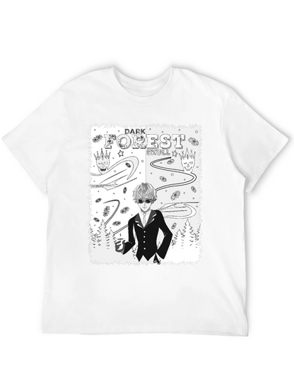 Dark Forest Skull Graphic Print T-Shirt