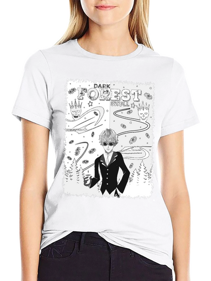 Dark Forest Skull Graphic Print T-Shirt