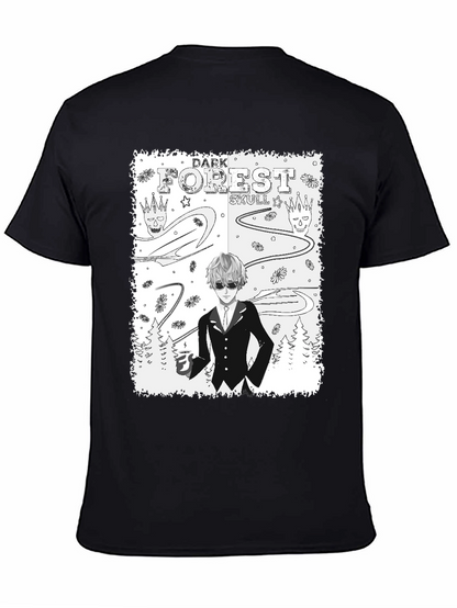 Dark Forest Skull Graphic Print T-Shirt