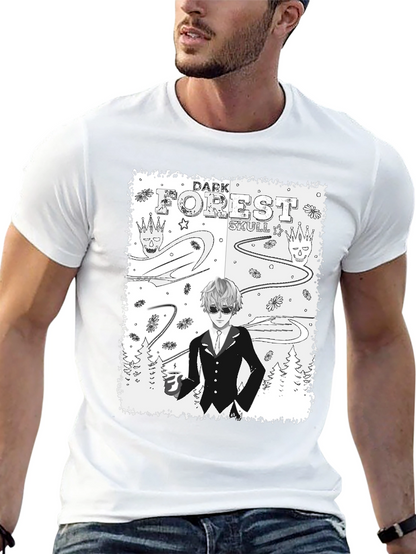 Dark Forest Skull Graphic Print T-Shirt
