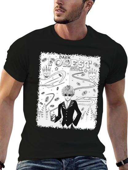 Dark Forest Skull Graphic Print T-Shirt