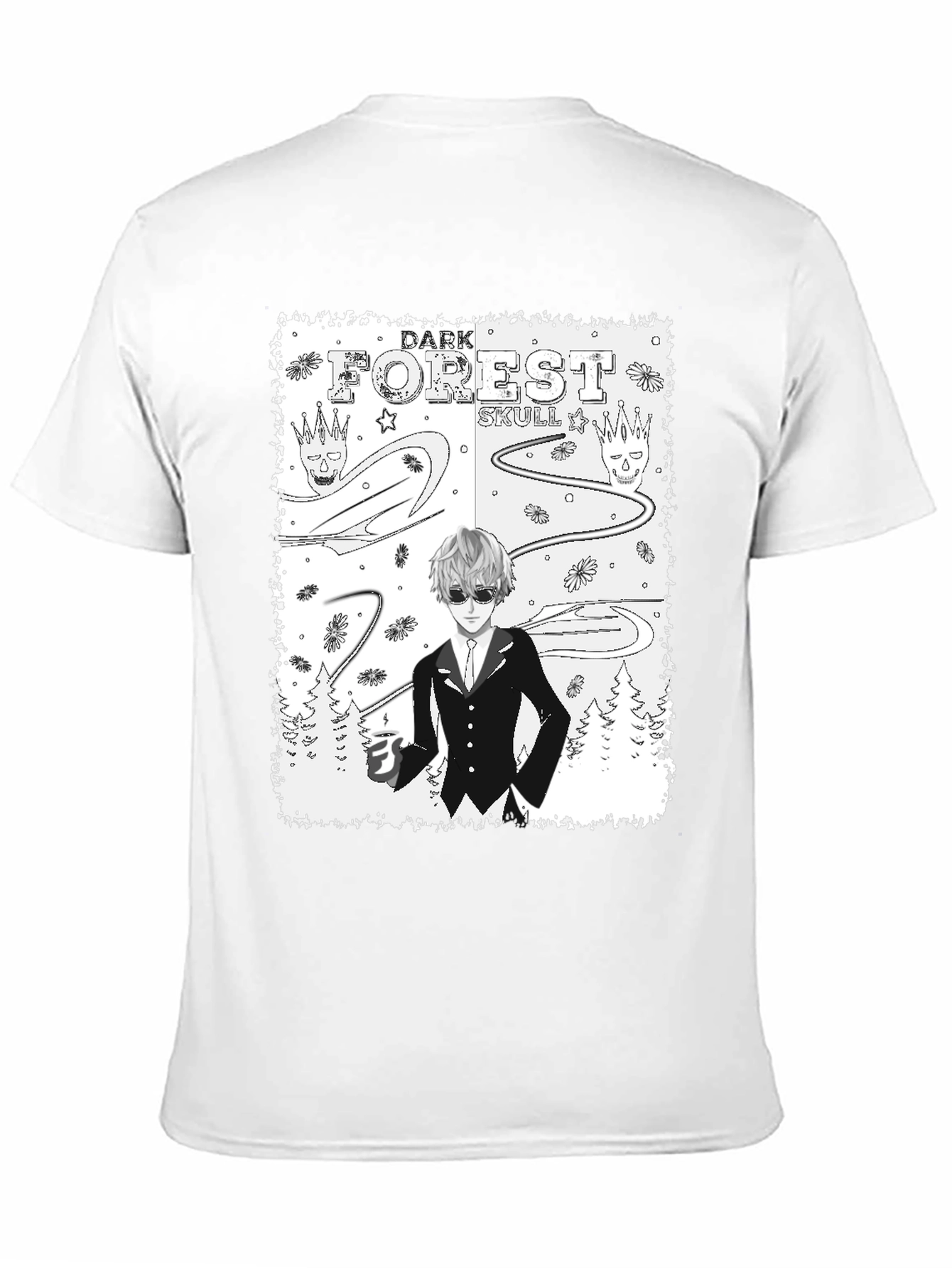 Dark Forest Skull Graphic Print T-Shirt