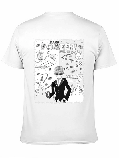 Dark Forest Skull Graphic Print T-Shirt