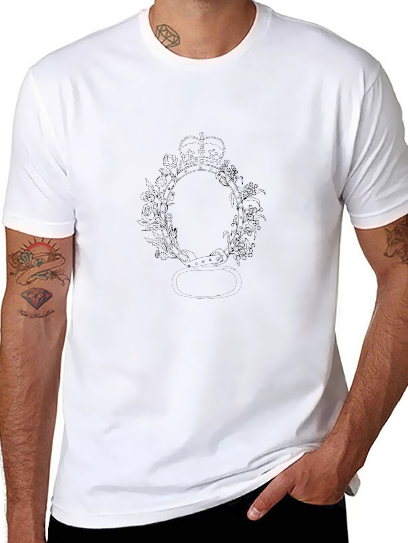 Mens Black Graphic Print Crew Neck T-Shirt