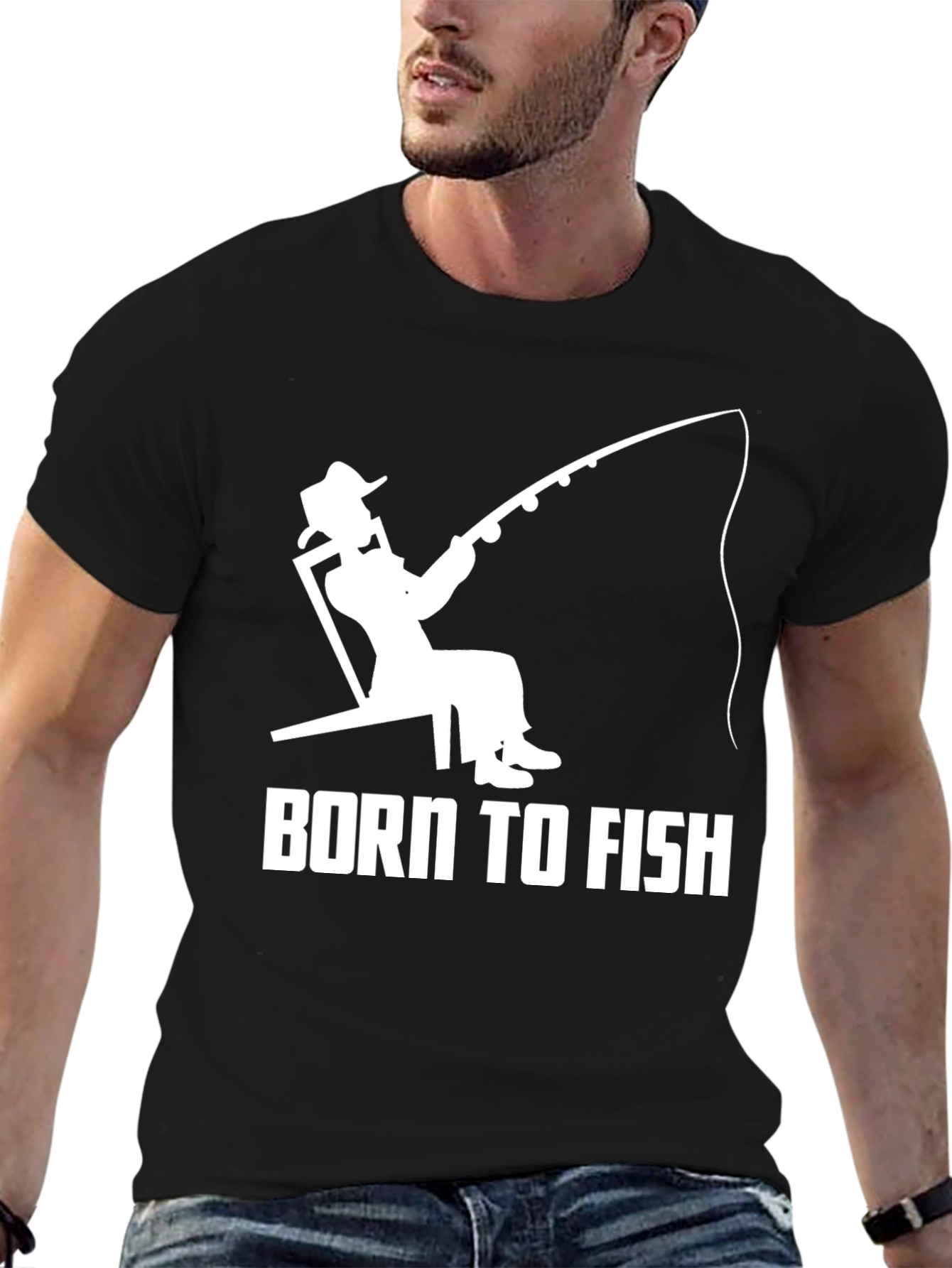 Born To Fish Black Graphic T-Shirt