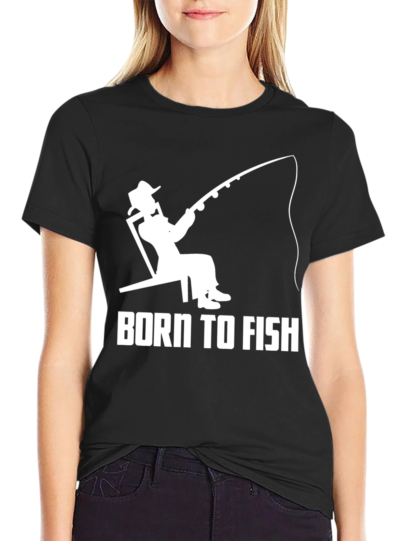 Born To Fish Black Graphic T-Shirt