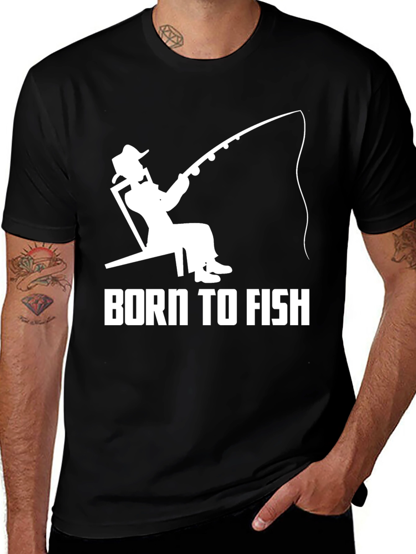 Born To Fish Black Graphic T-Shirt