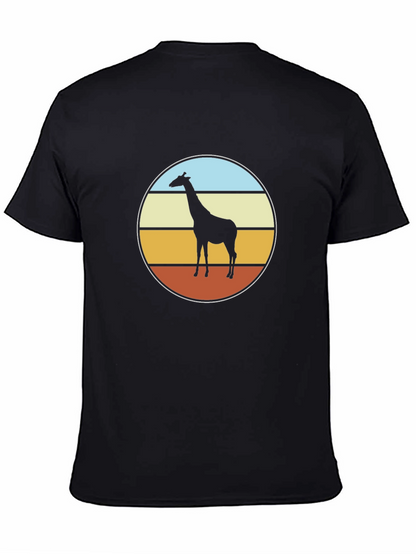 Retro Giraffe Sunset T-Shirt - Black
