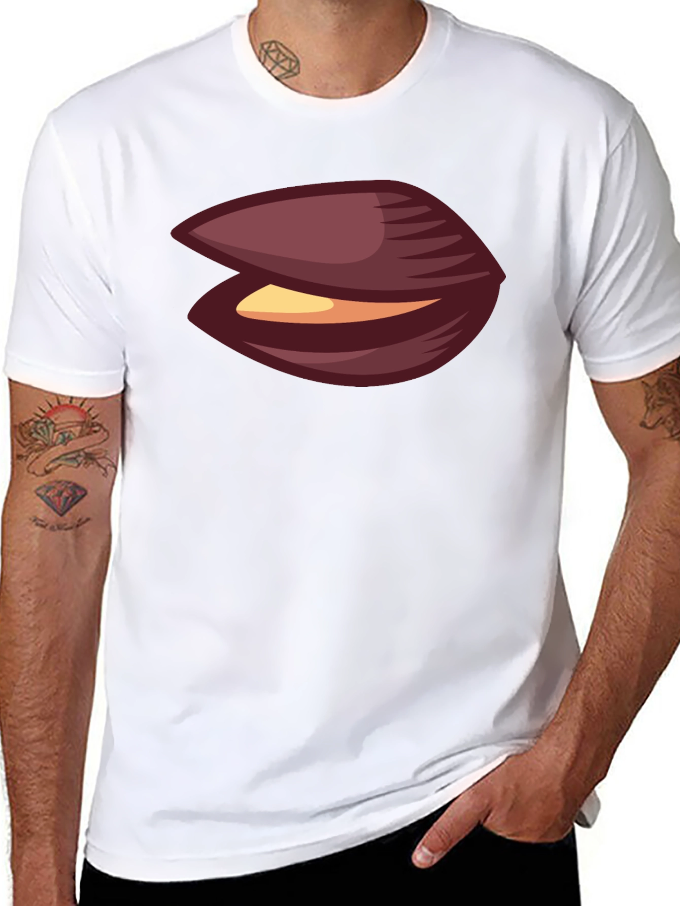 Novelty Black T-Shirt with Clam Graphic
