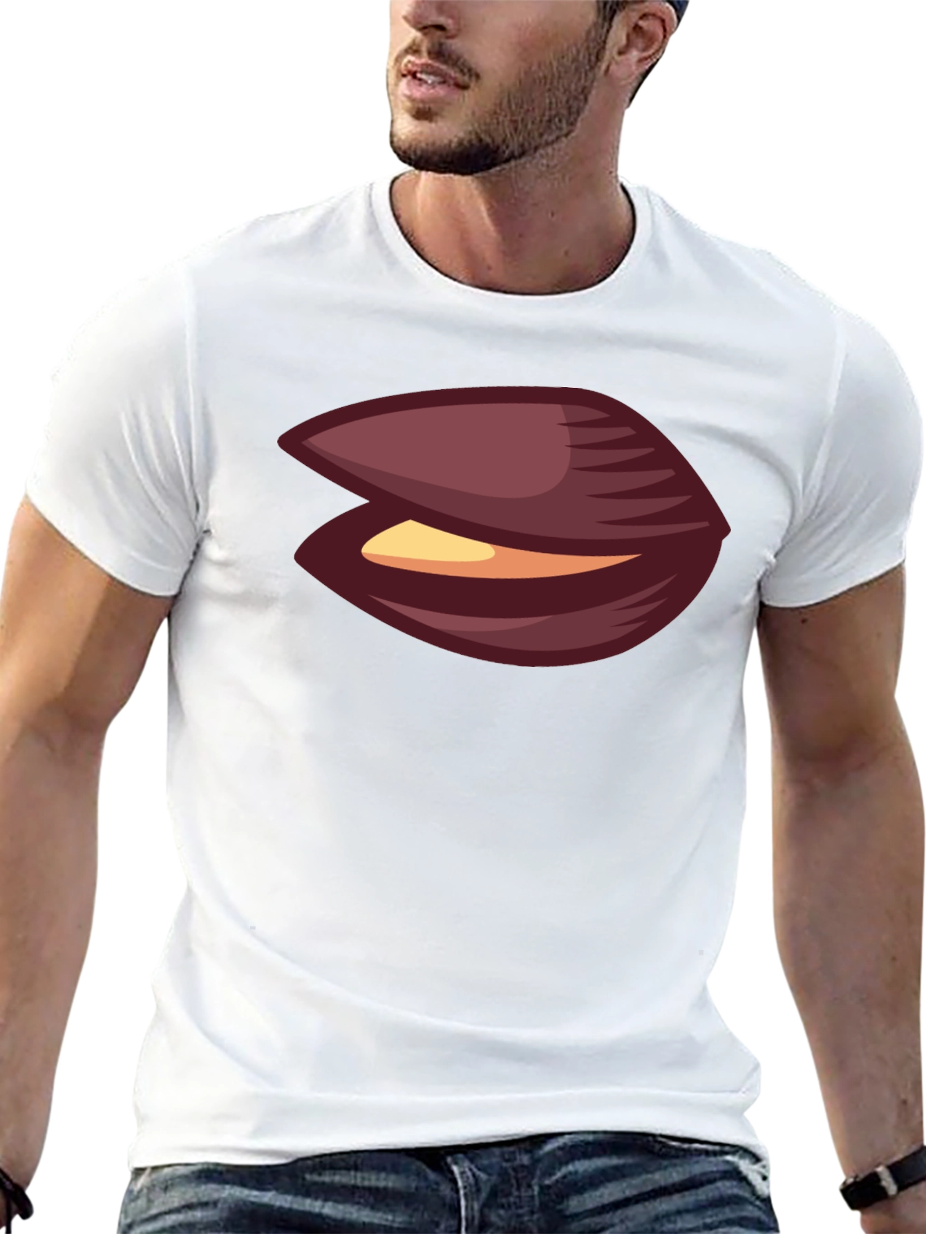 Novelty Black T-Shirt with Clam Graphic