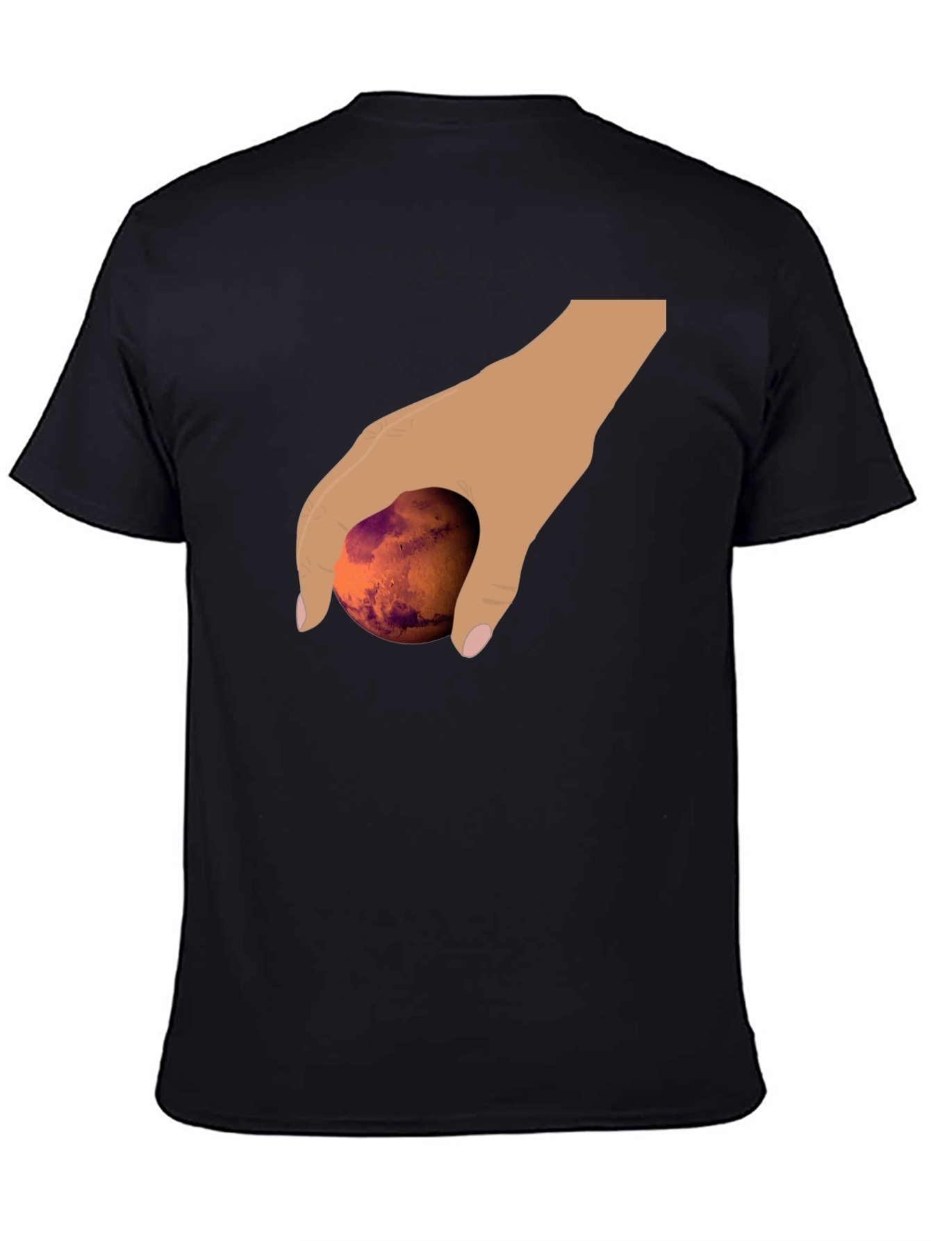 Hand Holding Mars Graphic T-Shirt - Unique Planet Tee