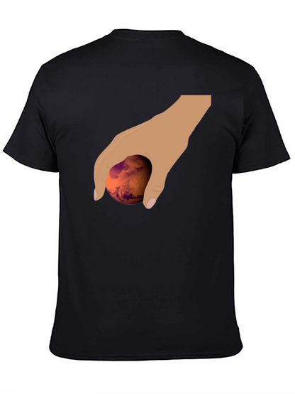 Hand Holding Mars Graphic T-Shirt - Unique Planet Tee