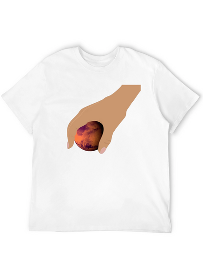 Hand Holding Mars Graphic T-Shirt - Unique Planet Tee