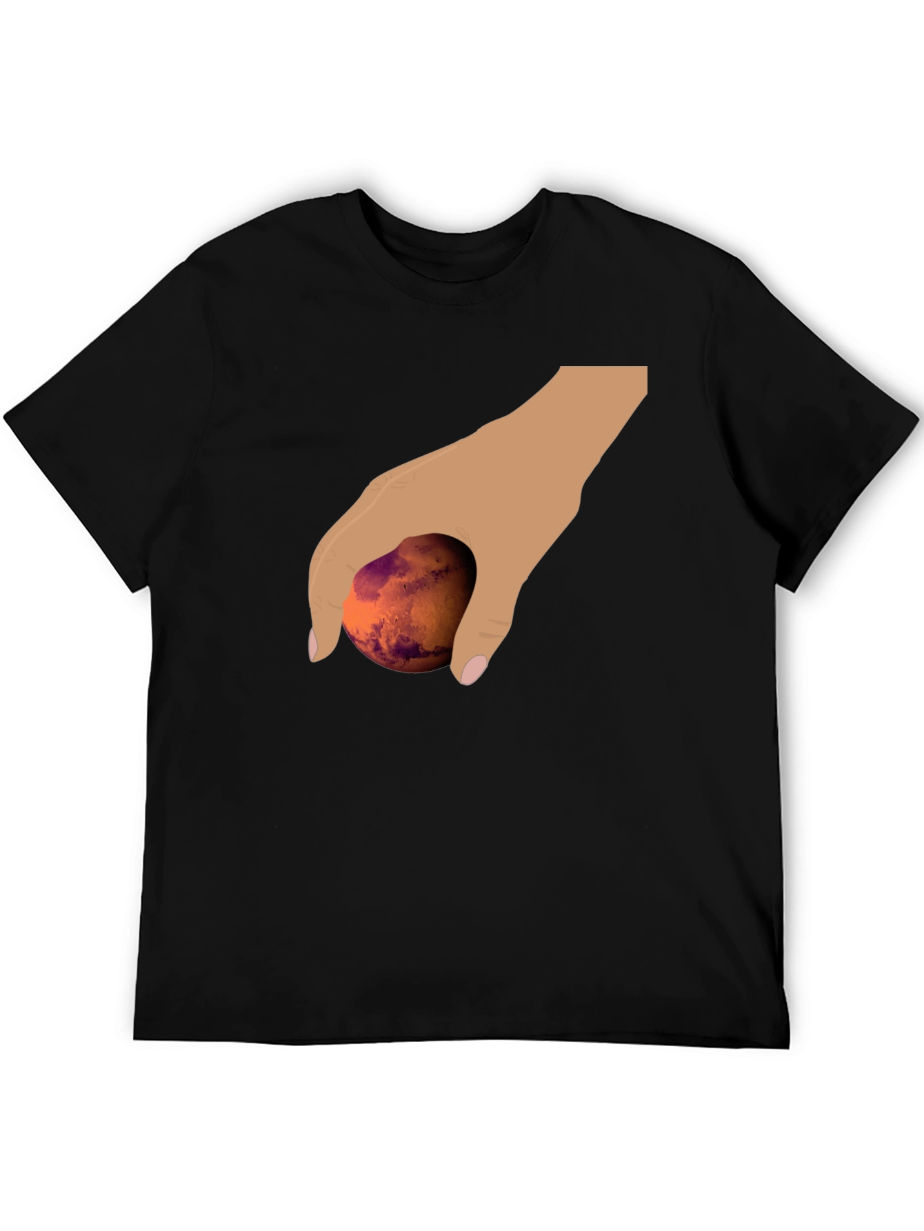 Hand Holding Mars Graphic T-Shirt - Unique Planet Tee