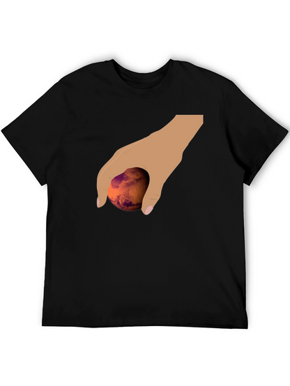 Hand Holding Mars Graphic T-Shirt - Unique Planet Tee