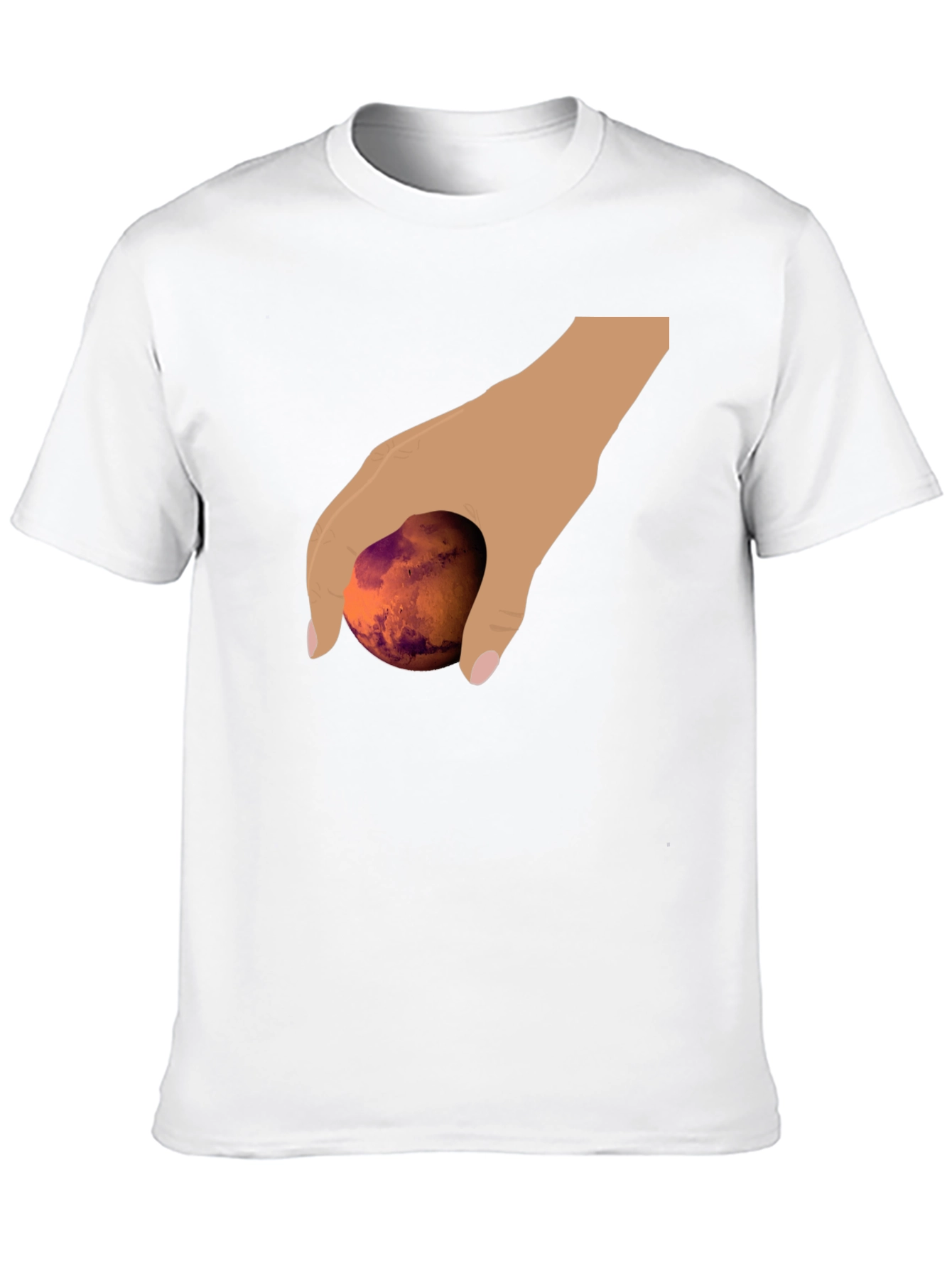 Hand Holding Mars Graphic T-Shirt - Unique Planet Tee