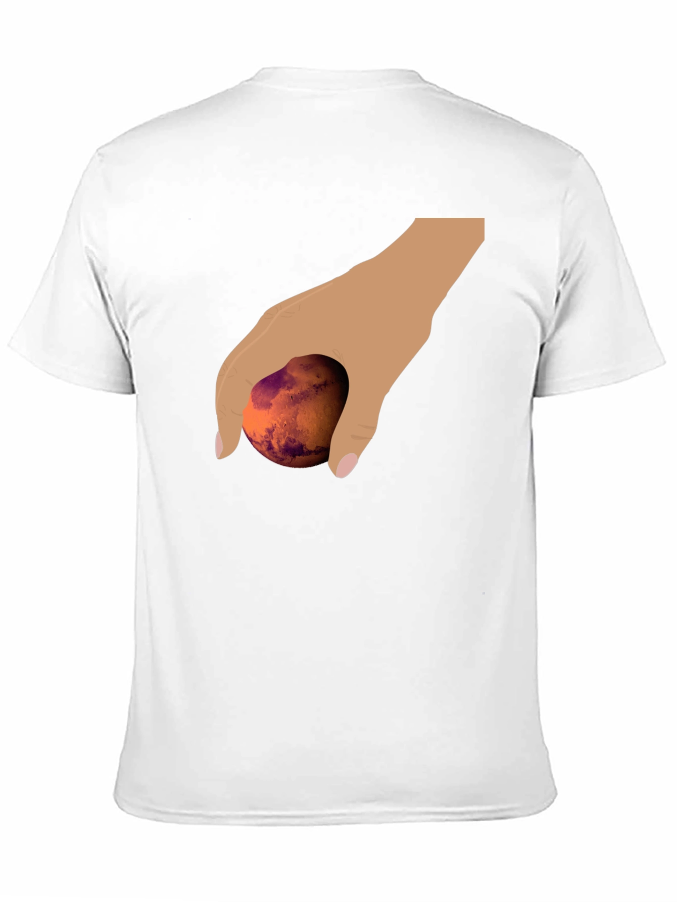 Hand Holding Mars Graphic T-Shirt - Unique Planet Tee