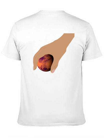 Hand Holding Mars Graphic T-Shirt - Unique Planet Tee