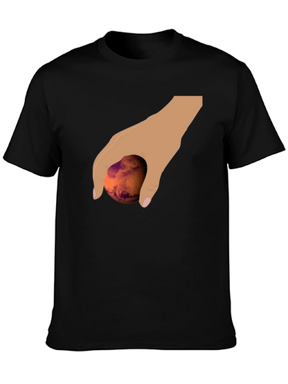 Hand Holding Mars Graphic T-Shirt - Unique Planet Tee