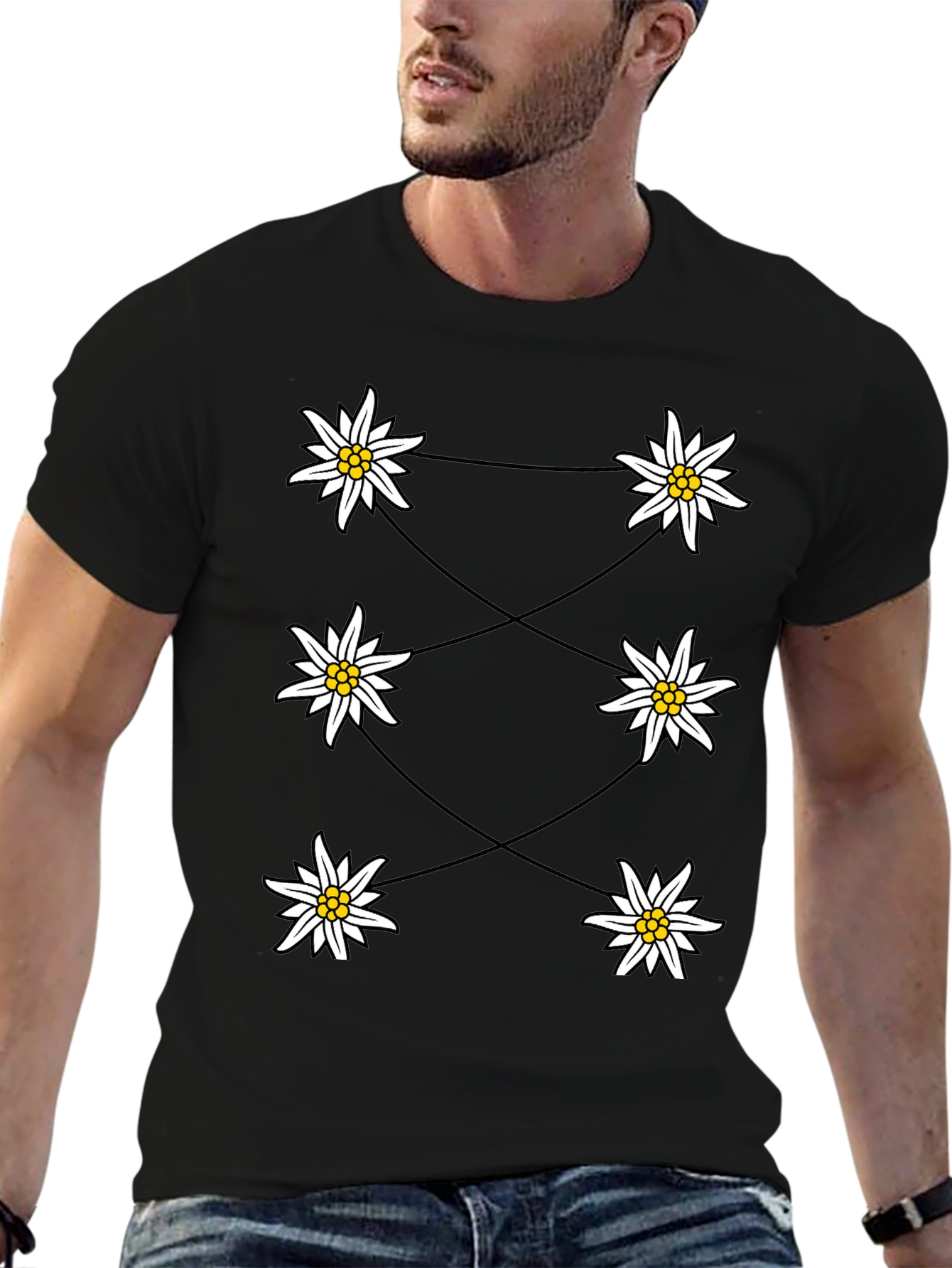 Edelweiss Graphic Black T-Shirt
