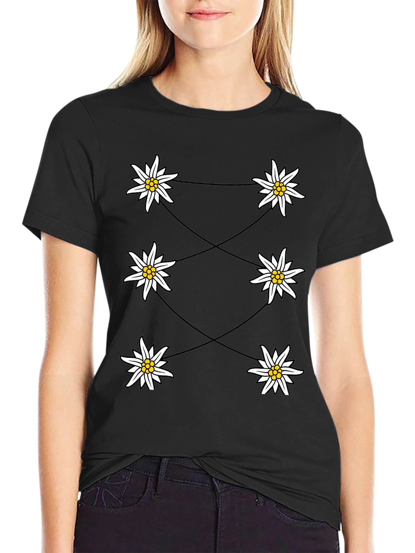 Edelweiss Graphic Black T-Shirt