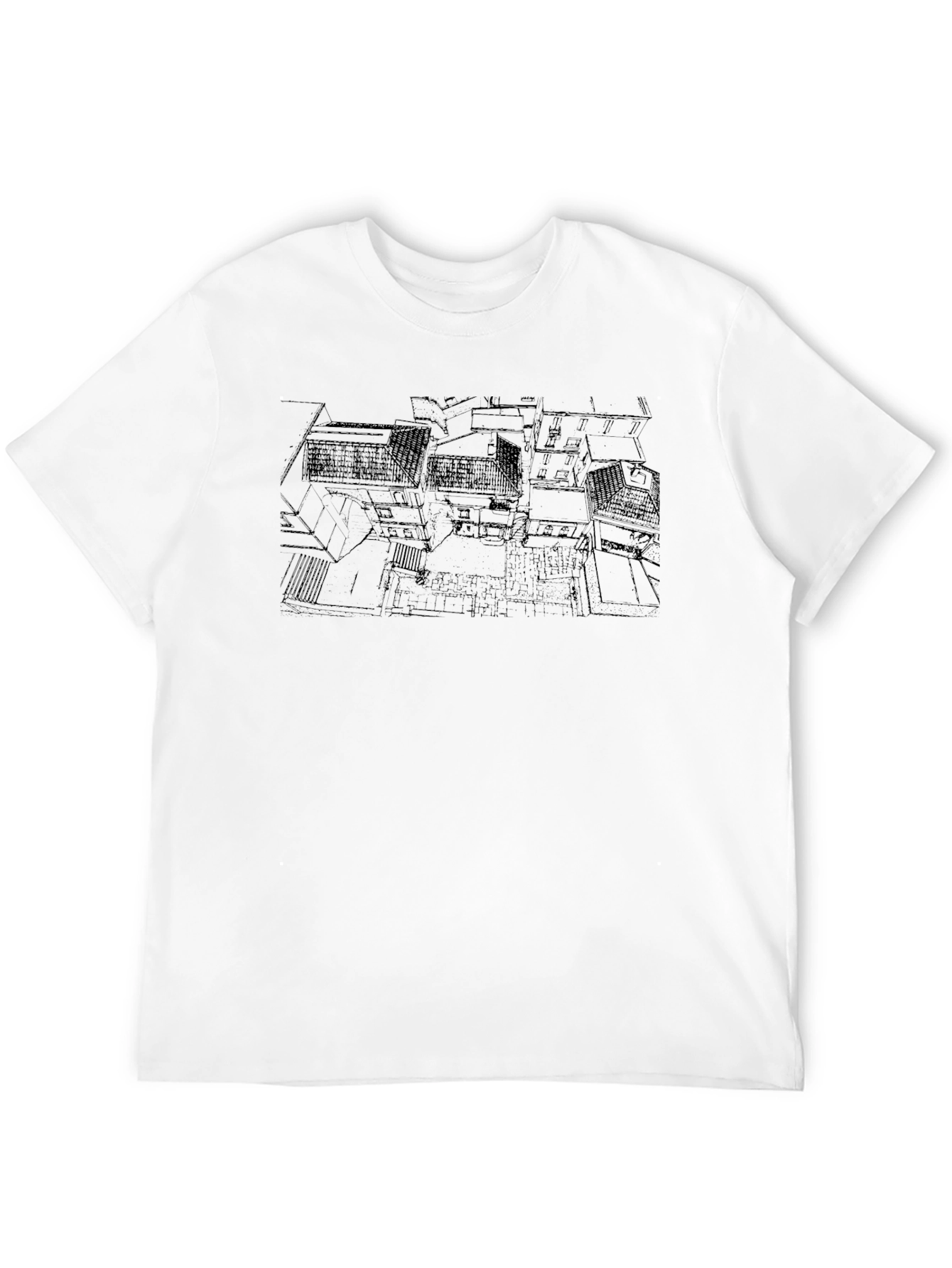 Abstract Architecture Print Black T-Shirt